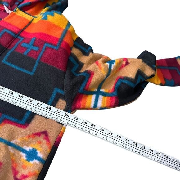 El Paso Southwestern Fleece Hoodie Men’s Large Multi Aztec Long Sleeve Pullover - Picture 7 of 10